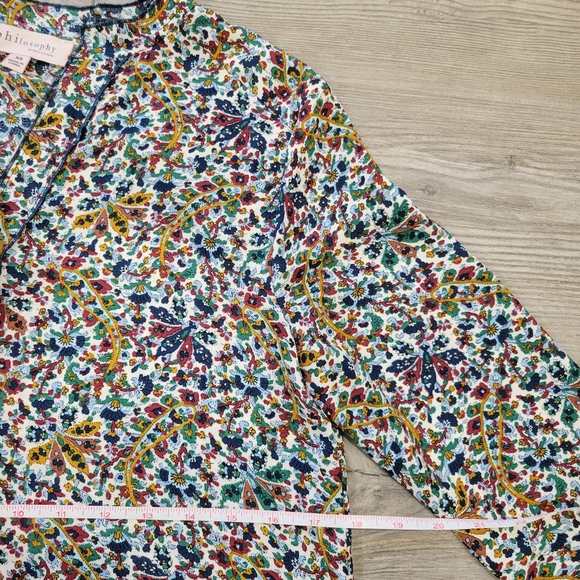 Philosophy V Neck Floral Print Blouse Size XS - Picture 7 of 11